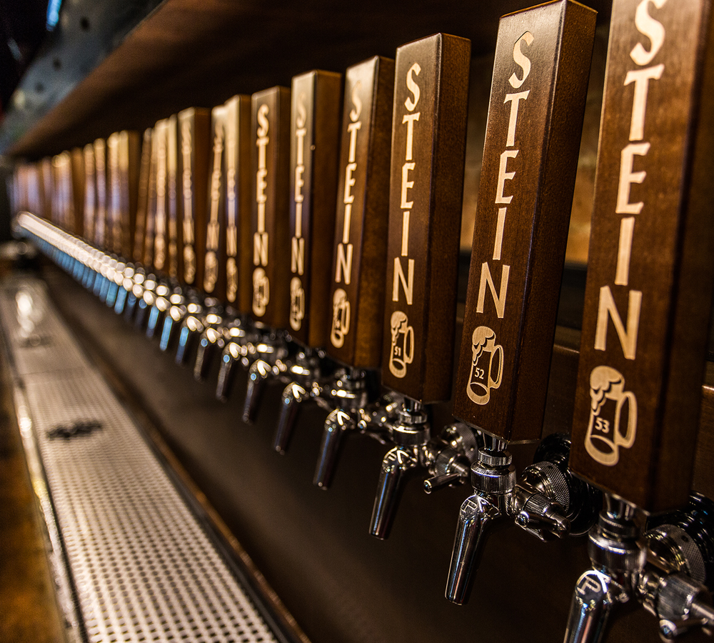 Row of 55 taps at Stein in Leavenworth Washington